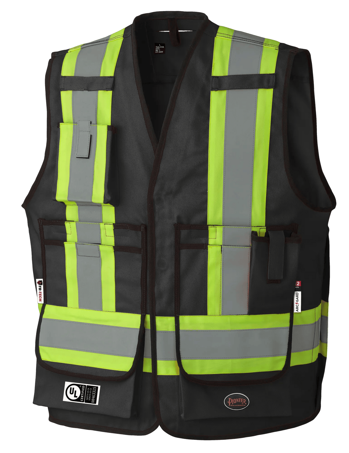 PIONEER 7733BK FR/ARC-RATED HI-VIS SURVEYOR'S SAFETY VEST - BLACK