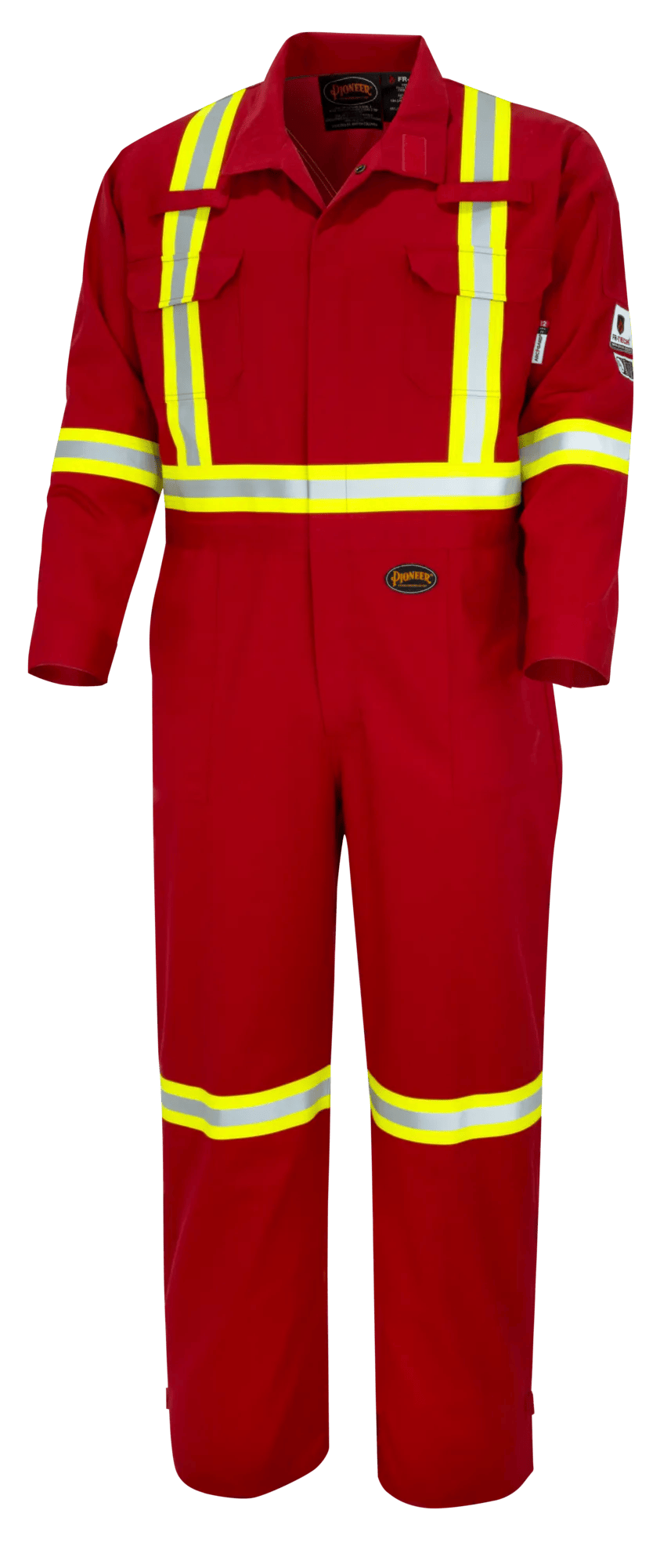 Pioneer FR-Tech 7737T industrial-wash safety coveralls in red.