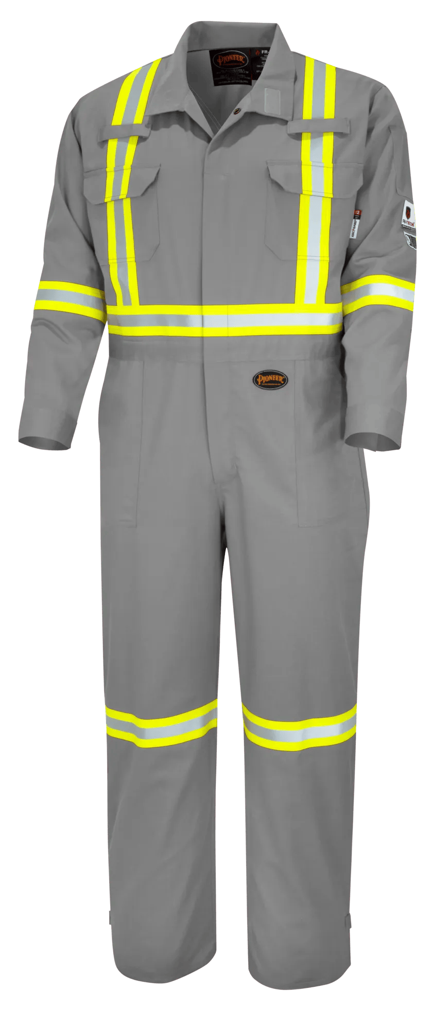 Pioneer FR-Tech 7738T industrial-wash safety coveralls in grey.
