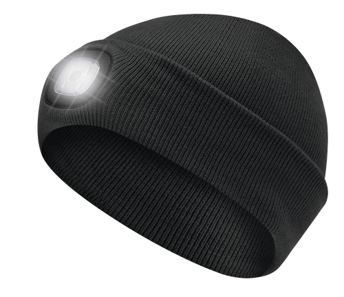 KNIT TOQUE WITH LED HEADLIGHT – BLACK – ONE SIZE FITS ALL