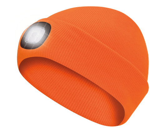 KNIT TOQUE WITH LED HEADLIGHT – HI-VIS ORANGE – ONE SIZE FITS ALL