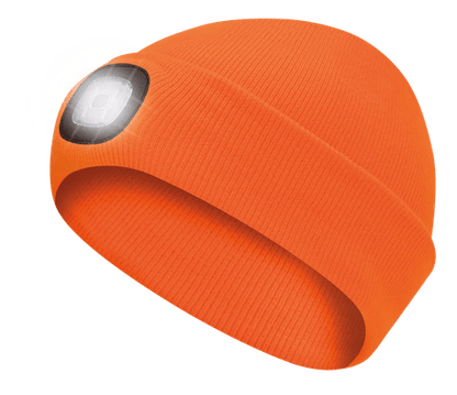 KNIT TOQUE WITH LED HEADLIGHT – HI-VIS ORANGE – ONE SIZE FITS ALL