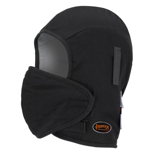 Flame-Resistant Quilted Hard Hat Liner – Detachable Mouthpiece – Black – One Size Fits All