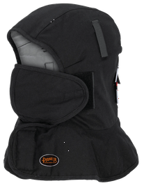 Flame-Resistant Quilted Hard Hat Liner – Long Neck – Detachable Mouthpiece – Black – One Size Fits All