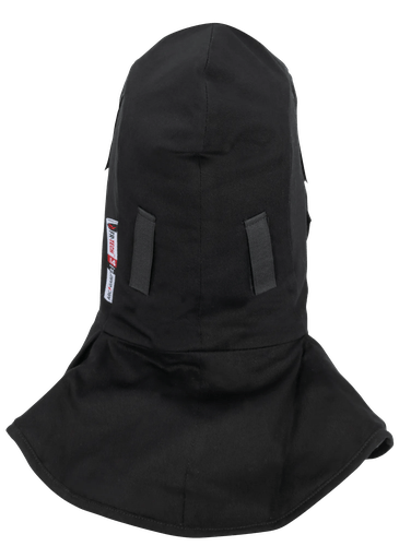 HEAVY-DUTY FLAME-RESISTANT QUILTED HARD HAT LINER – LONG NECK – DETACHABLE MOUTHPIECE – BLACK – ONE SIZE FITS ALL