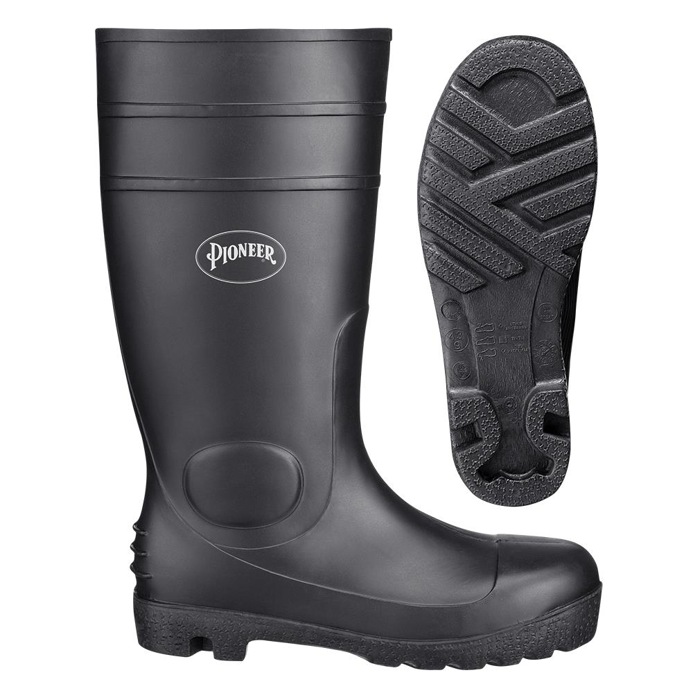 PIONEER 1011 PVC PLAIN TOE BOOT - BLACK