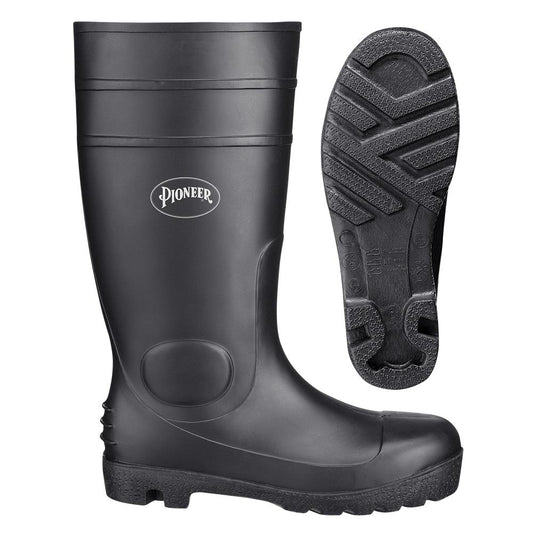 PIONEER 1011 PVC PLAIN TOE BOOT - BLACK