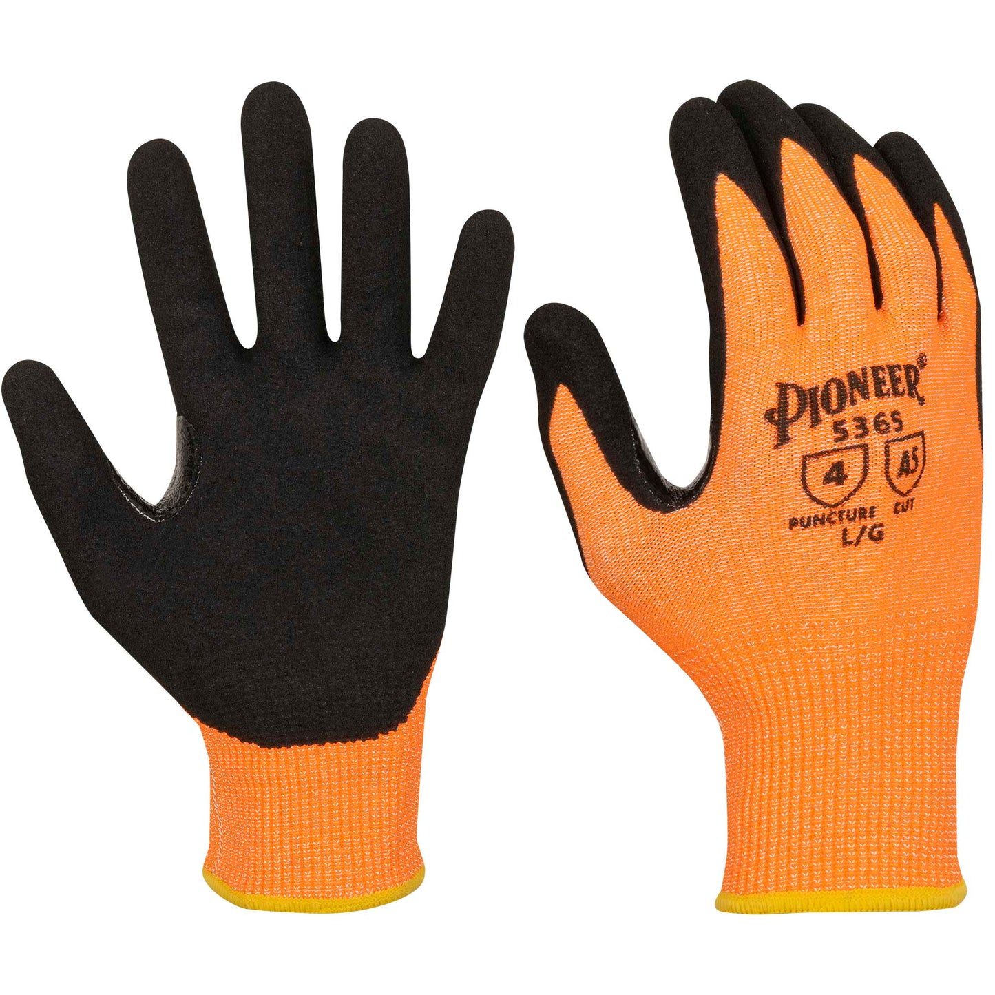 PIONEER TOUCH-SCREEN CUT-RESISTANT GLOVES - HI-VIS ORANGE/BLACK