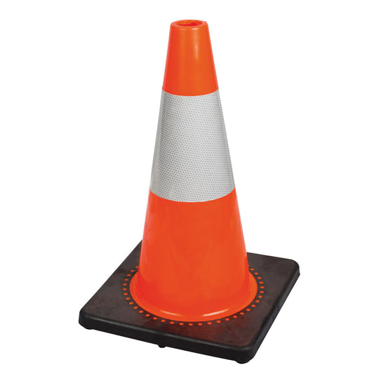 Pioneer Pioneer 181 Flexible PVC Safety Cone – 18" (45 cm), Hi-Vis Orange, 6" (15 cm) Reflective Band