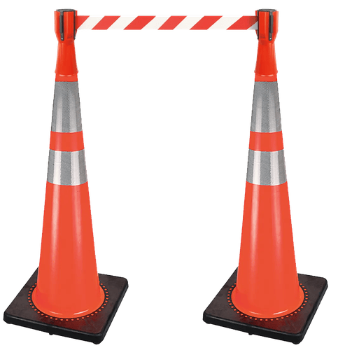 CONE TOPPER WITH BARRICADE TAPE - 10’