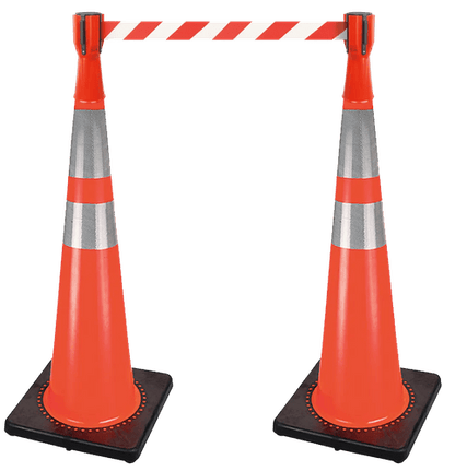 CONE TOPPER WITH BARRICADE TAPE - 10’