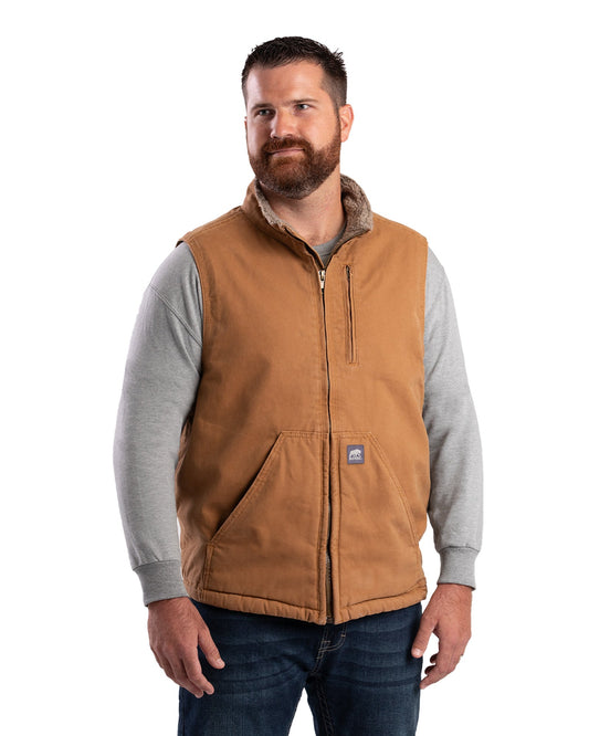 Stormtech Berne V818 Heartland Sherpa-Lined Washed Duck Vest – Brown Duck / S / Regular
