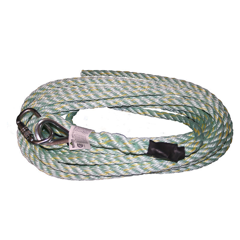 PeakWorks PeakWorks VL-1115-50 Vertical Lifeline with Carabiner & Back Splice – 50' (15.2 M)
