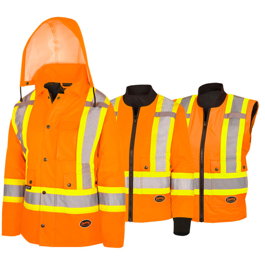PIONEER WOMENS HI-VIS 7 - IN - 1 WATERPROOF JACKET W/ HOOD