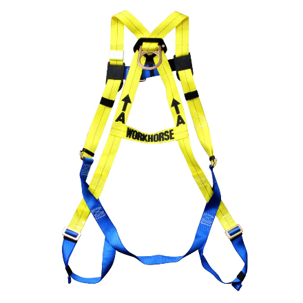 Our full body harness provides the wearer with peace of mind protection due to its rugged construction. This harness is sold in a convenient carrying case where the product can be stored when it is not in use.

Durable lightweight nylon harness with heavy duty hardware
Sub pelvic strap
Fully adjustable design, with sliding D-ring
Bright colours allow for increased visibility
Cert. Mod. CAN/CSA Z259.10-12
ANSI Z359.11-14