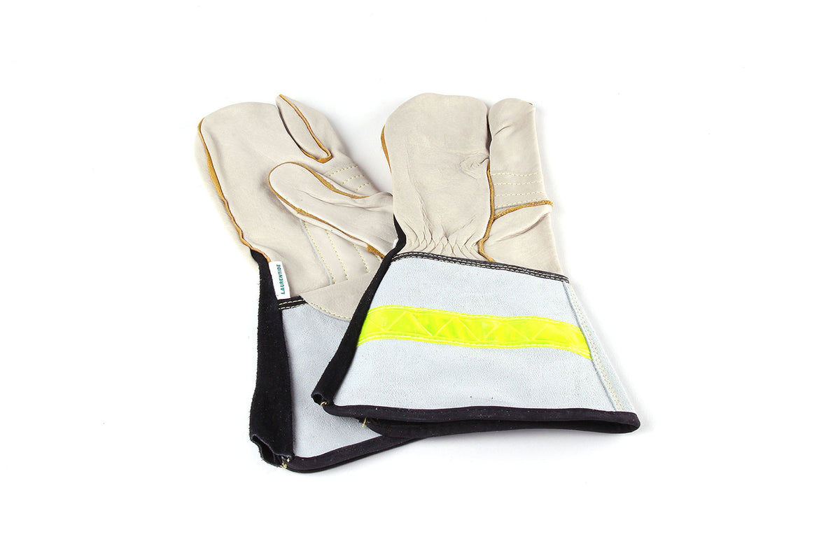 Laurentides 3-Finger Leather Mitts with Reflective Bands, F5464/L
