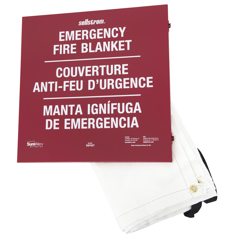 Sellstrom Sellstrom SUW-S97457 100% Fibreglass Emergency Fire Blanket with Metal Cabinet