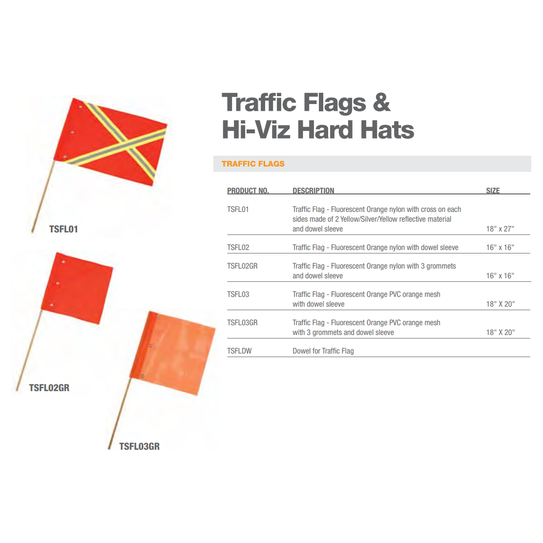 TRAFFIC FLAG ORANGE NYLON W/ STRIP
